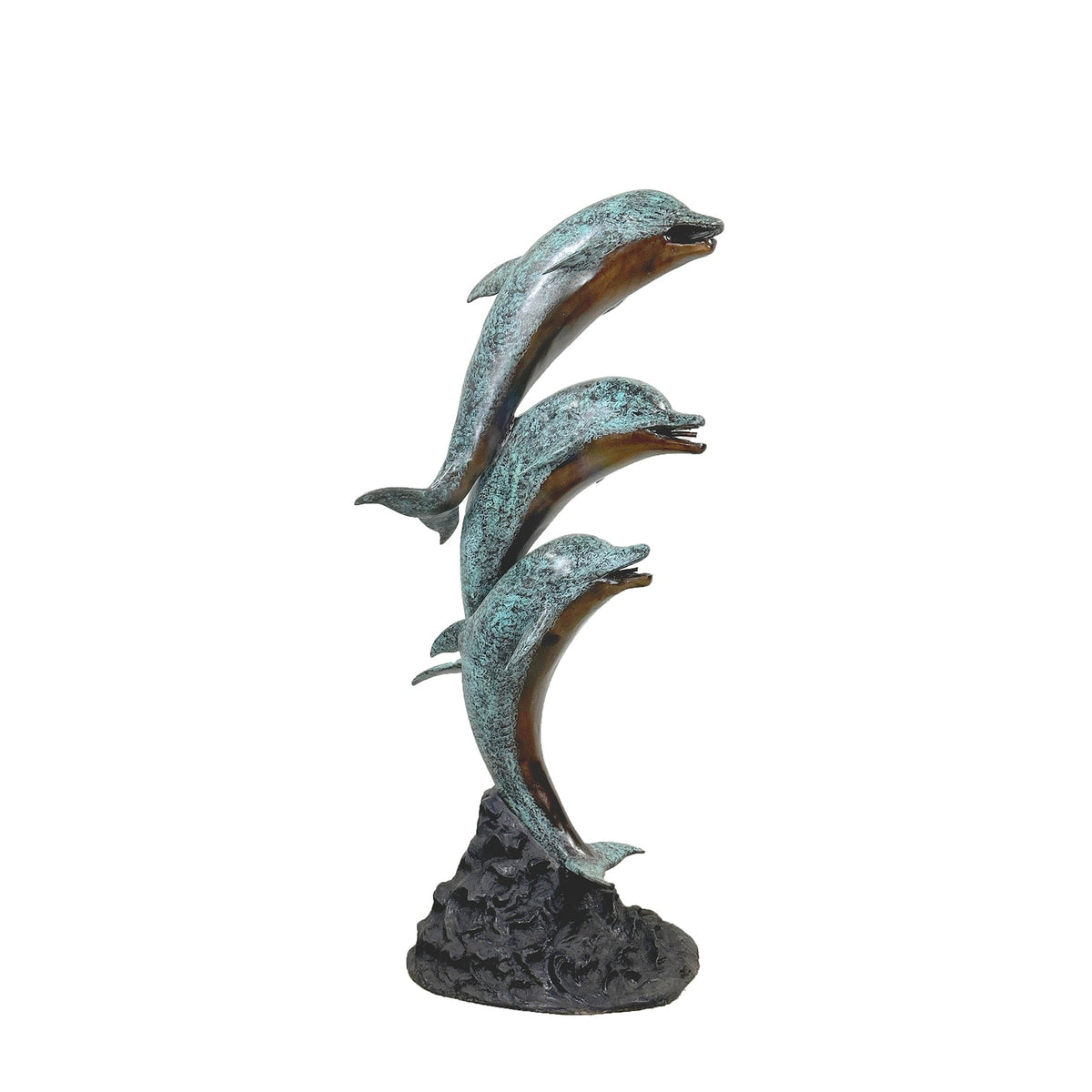 Jumping Dolphin Trio Fountain Bronze Statue – view 1