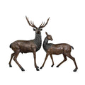 Elk & Doe Bronze Statue Set – view 1
