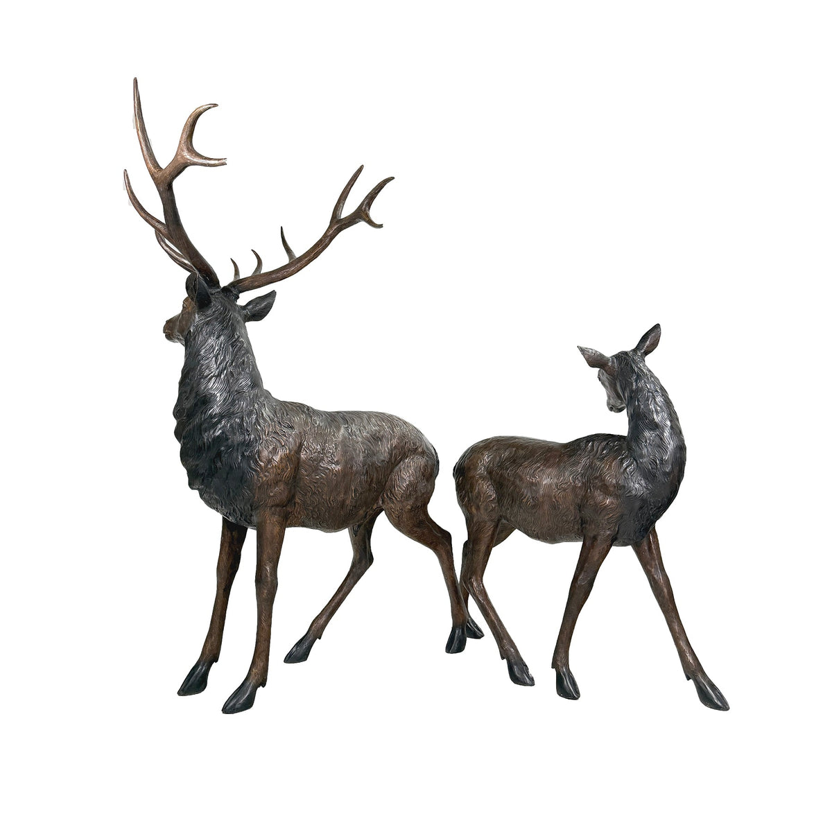 Elk & Doe Bronze Statue Set – view 2