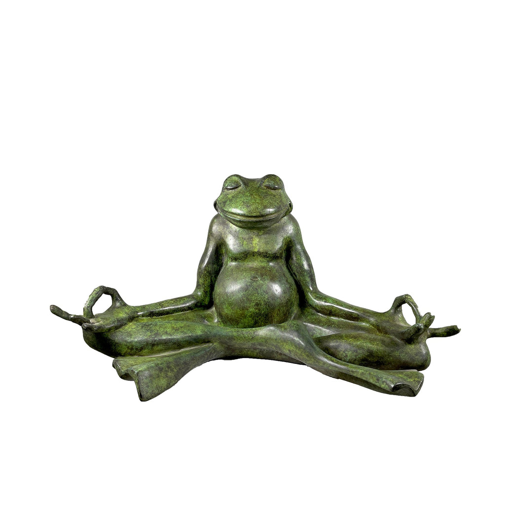 Large Meditating Frog Table-top Bronze Statue – view 1