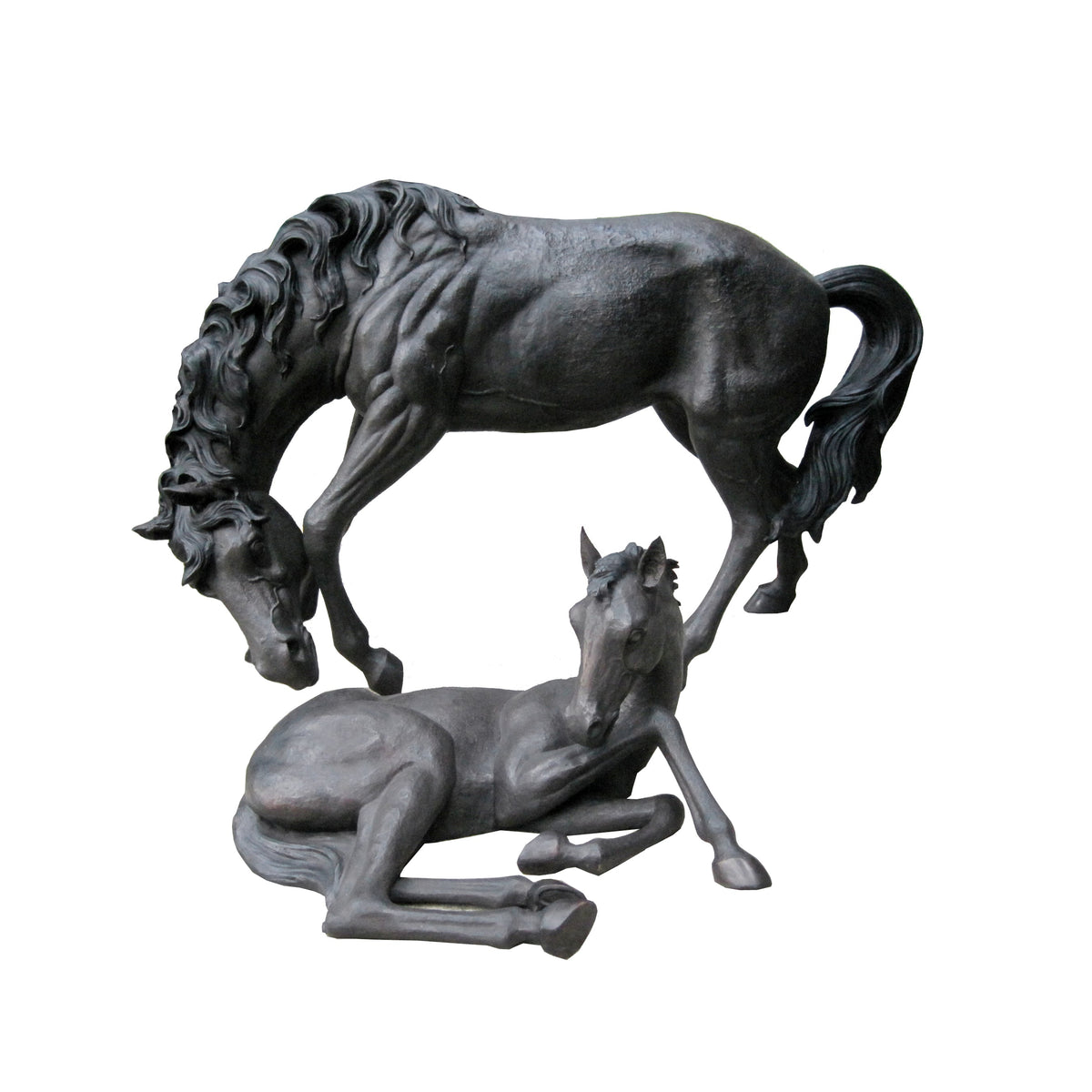 Mother Horse & Colt Bronze Statue Set – view 1