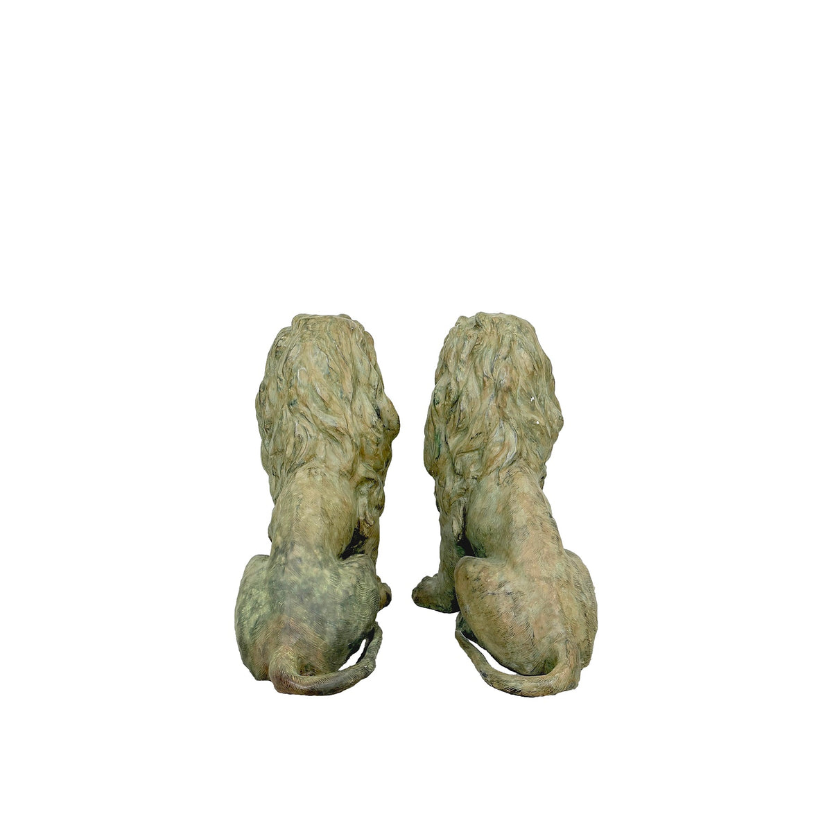 Sitting Lion Bronze Statue Pair – view 2