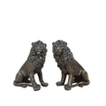 Small Sitting Lions Bronze Statue Set – view 1