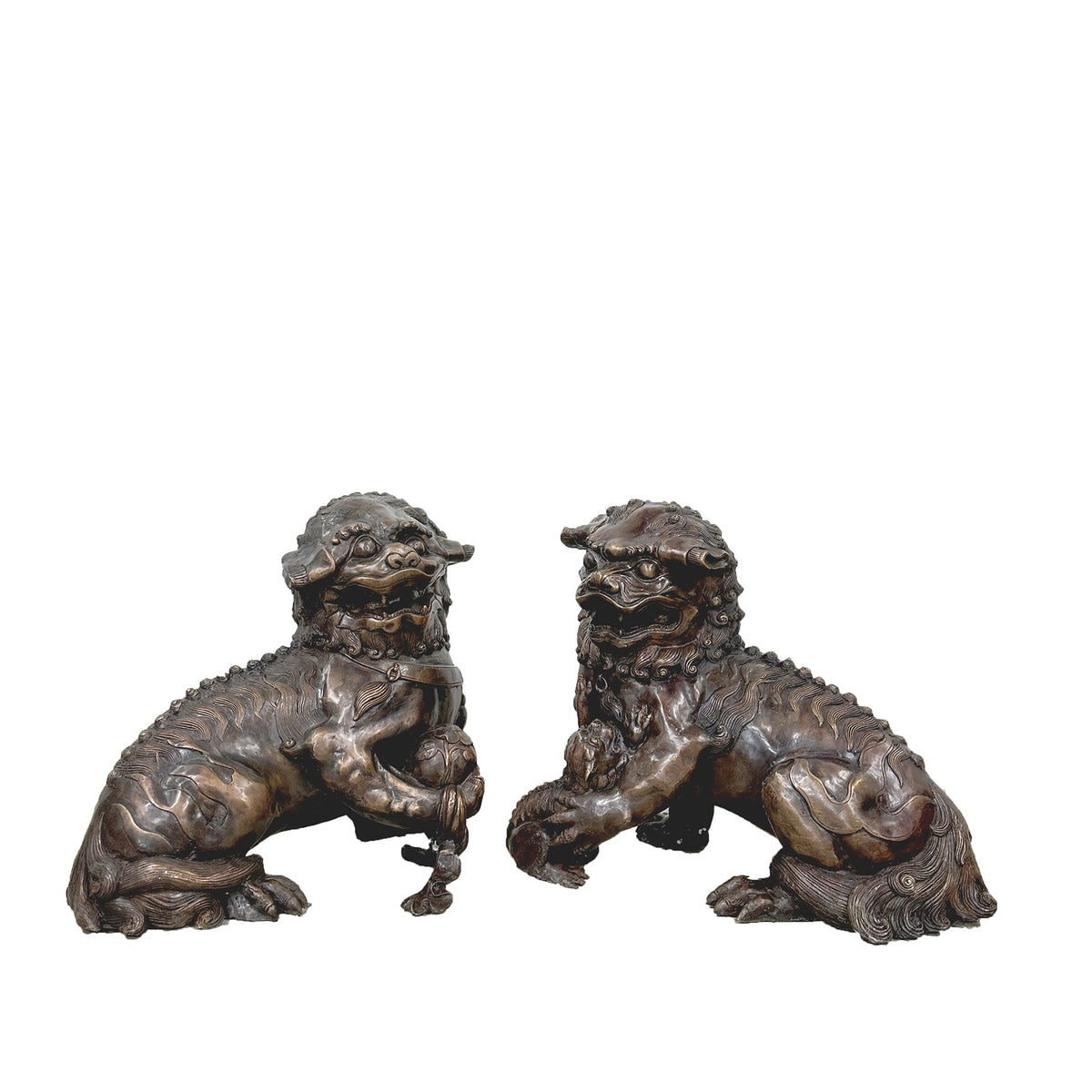 Chinese Foo Dog Bronze Statue Set – view 1