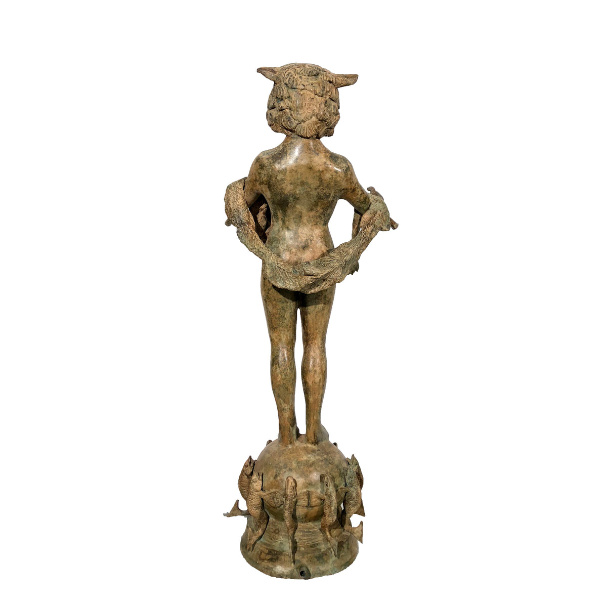 Boy with Panpipes on Fish Base Bronze Fountain – view 7