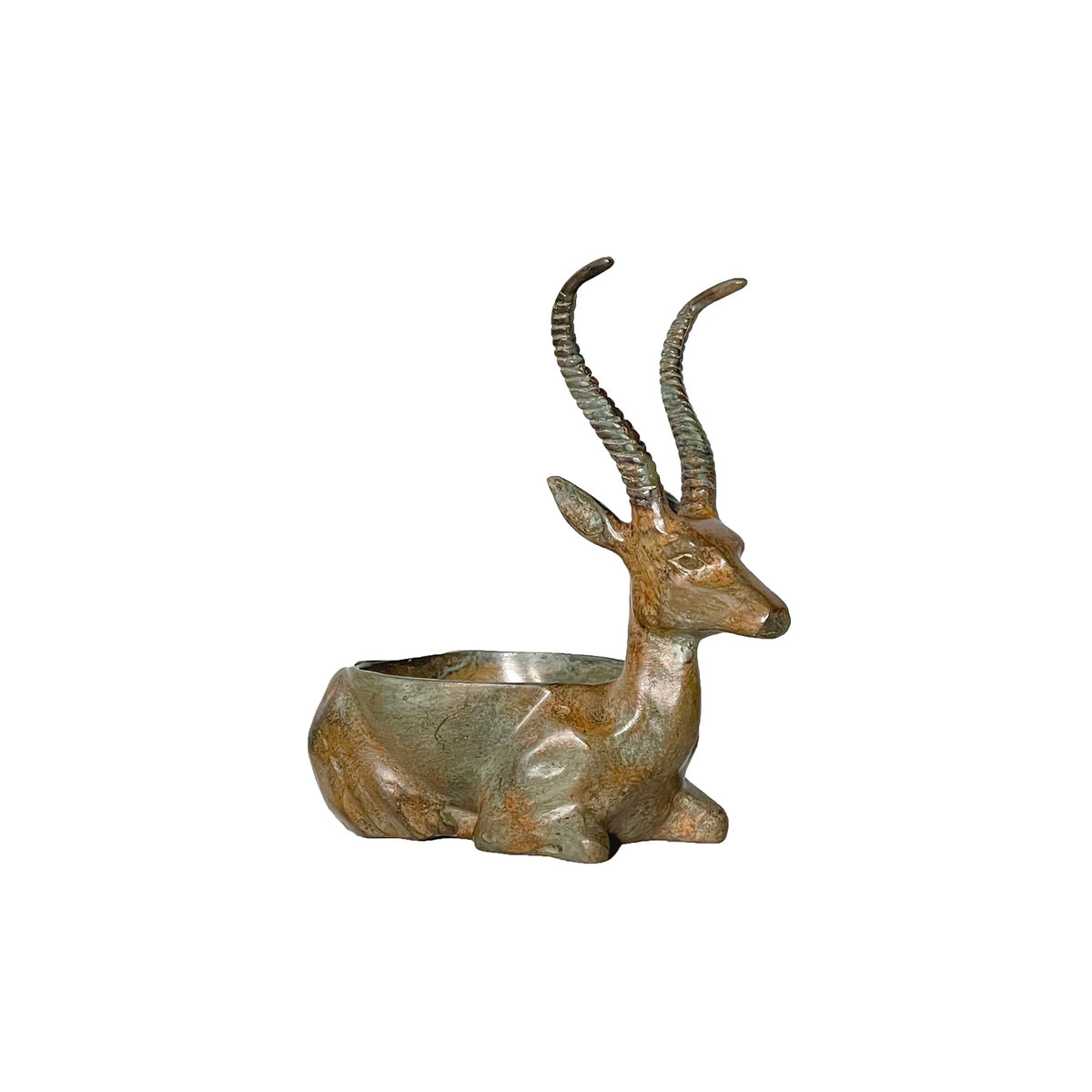 Antelope Bowl Table-top Bronze Statue – view 1
