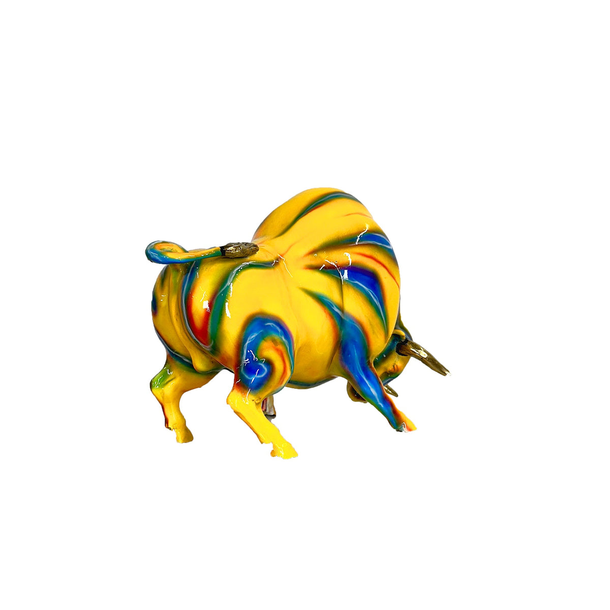 ColorSplash Downward Bull Bronze Statue – view 2