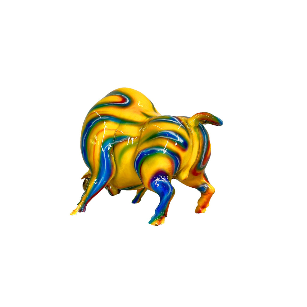 ColorSplash Downward Bull Bronze Statue – view 3