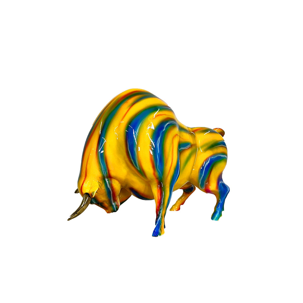 ColorSplash Downward Bull Bronze Statue – view 4
