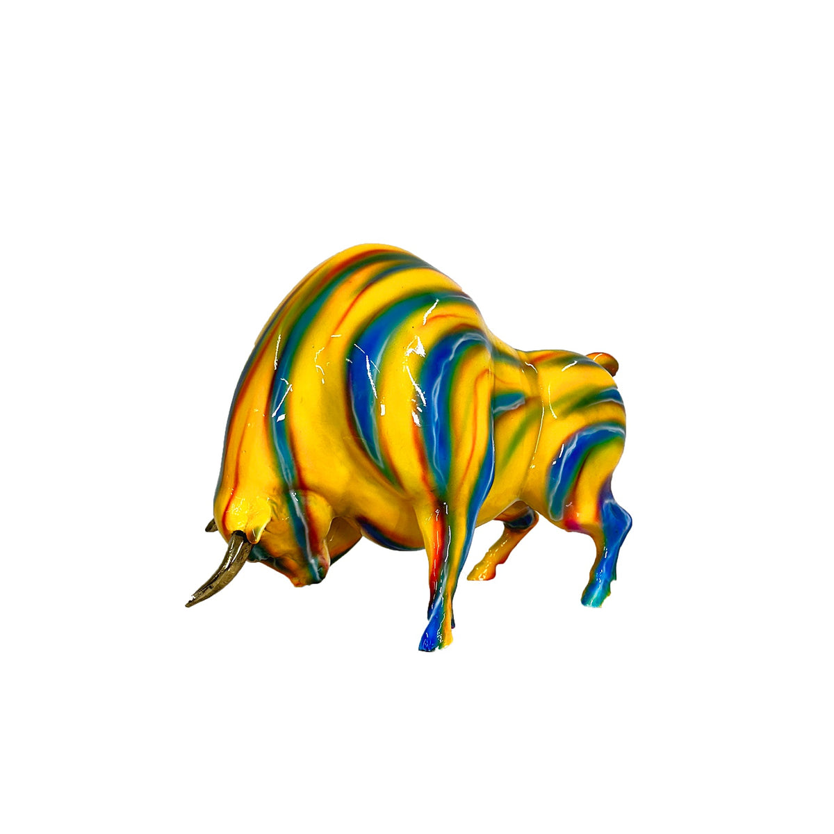 ColorSplash Downward Bull Bronze Statue – view 4