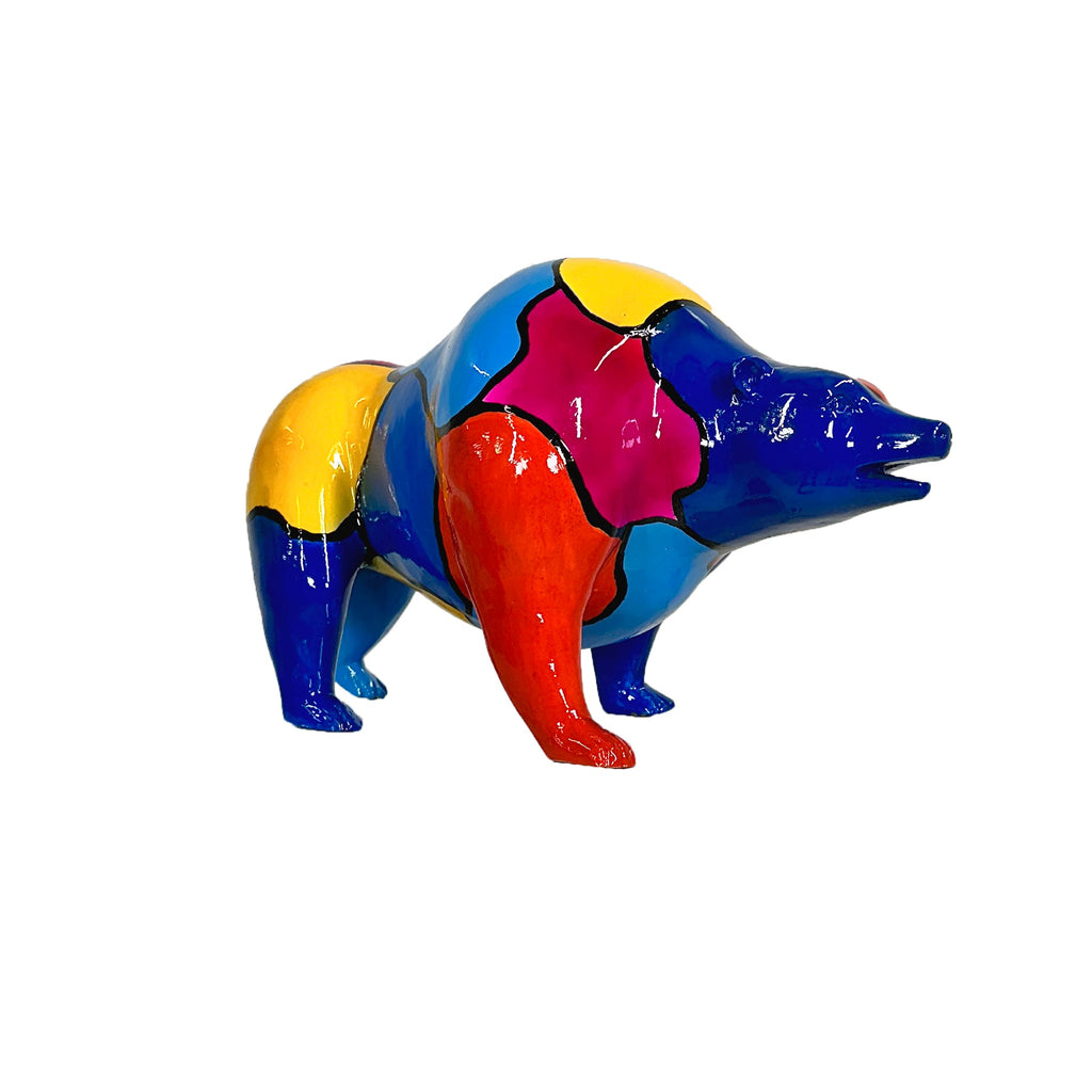ColorSplash Jigsaw Bear Bronze Statue – view 1