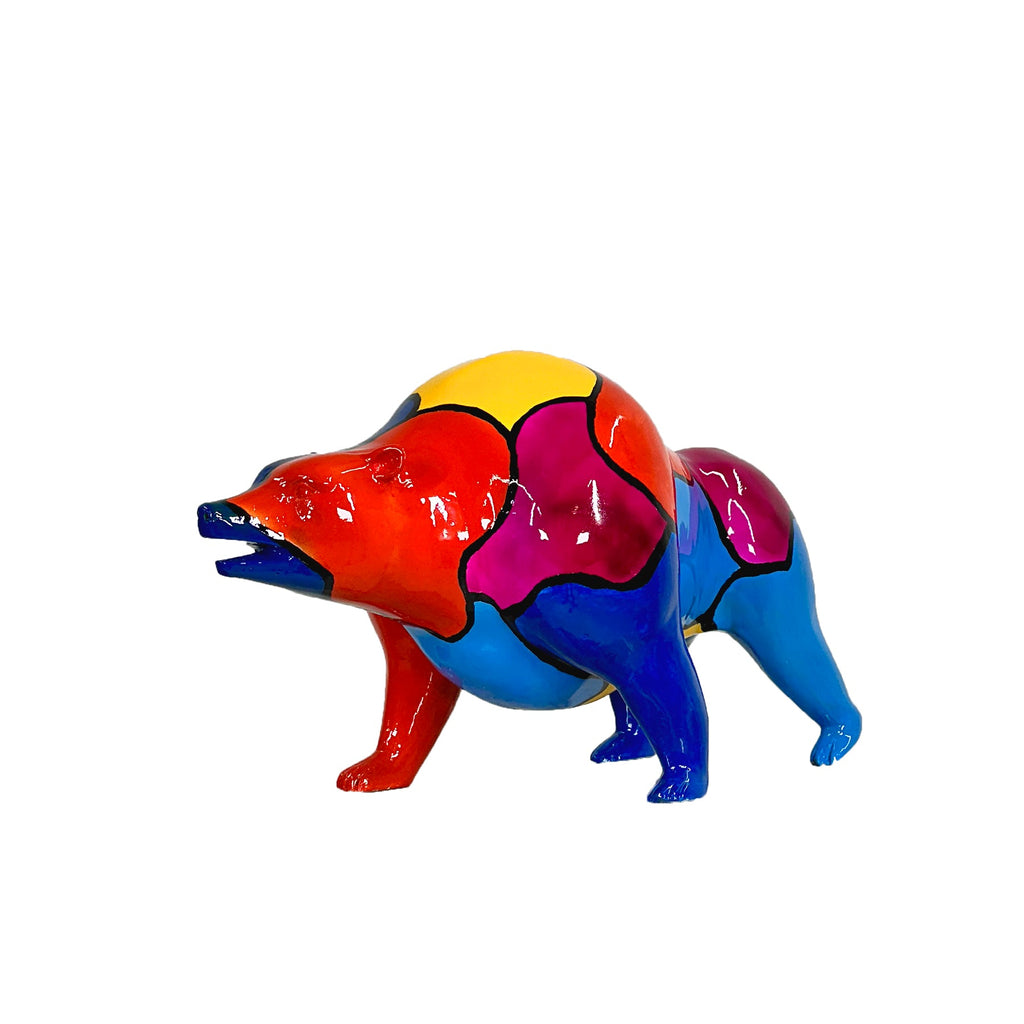 ColorSplash Jigsaw Bear Bronze Statue – view 4