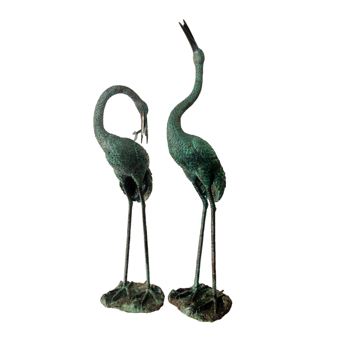 Standing Crane Bird Bronze Fountain Statue Set – view 2