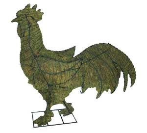 29 Inch Mossed Rooster Garden Topiary Frame