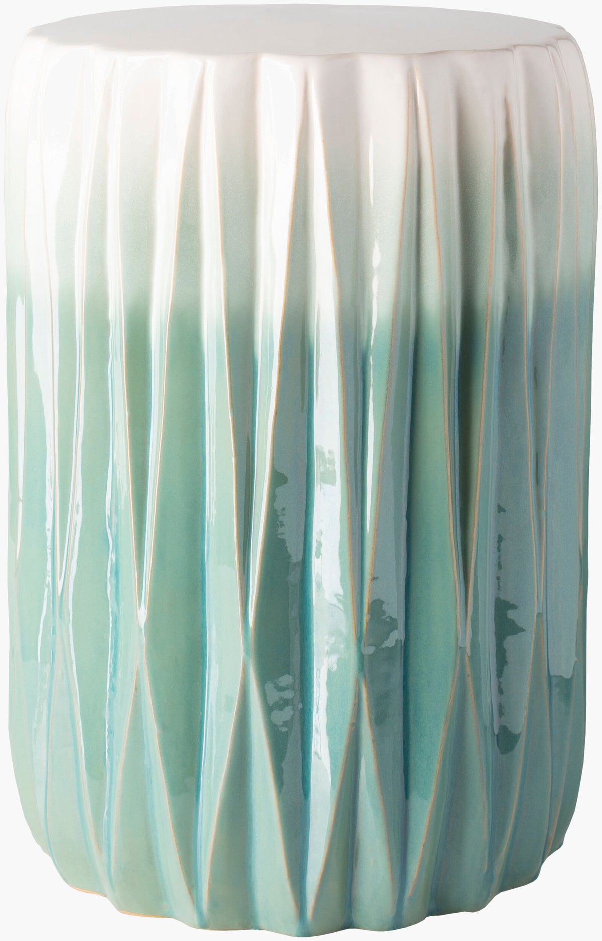 Aynor Garden Stool - White & Aqua