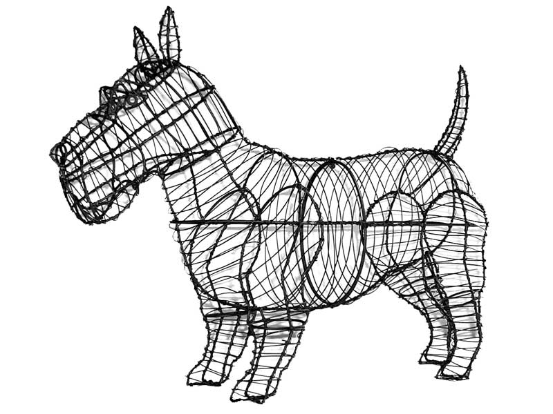 18 Inch Lit Scottie Garden Topiary Frame