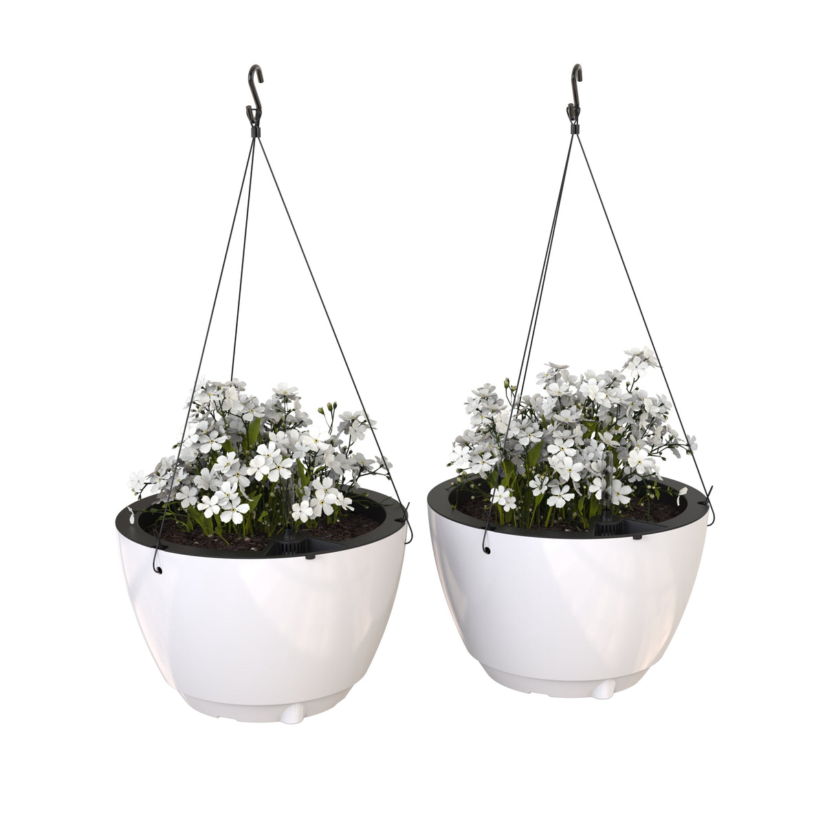 Caprio 14in Self-Watering Hanging Planter (2-Pack), White