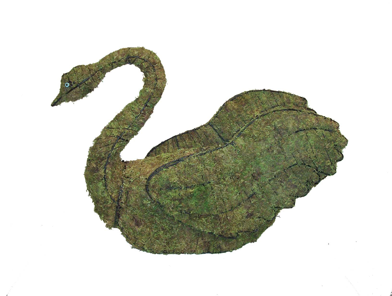 24 Inch Mossed Swan Garden Topiary Frame