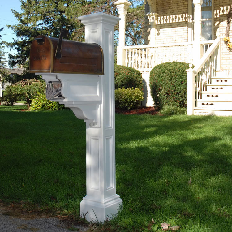 Charleston Plus Mailbox Post - White