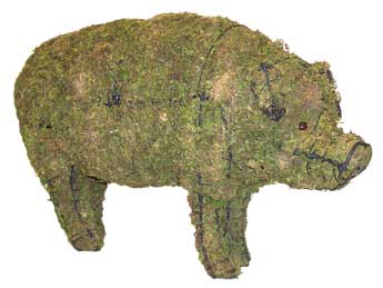 25 Inch Mossed Pig Garden Topiary Frame