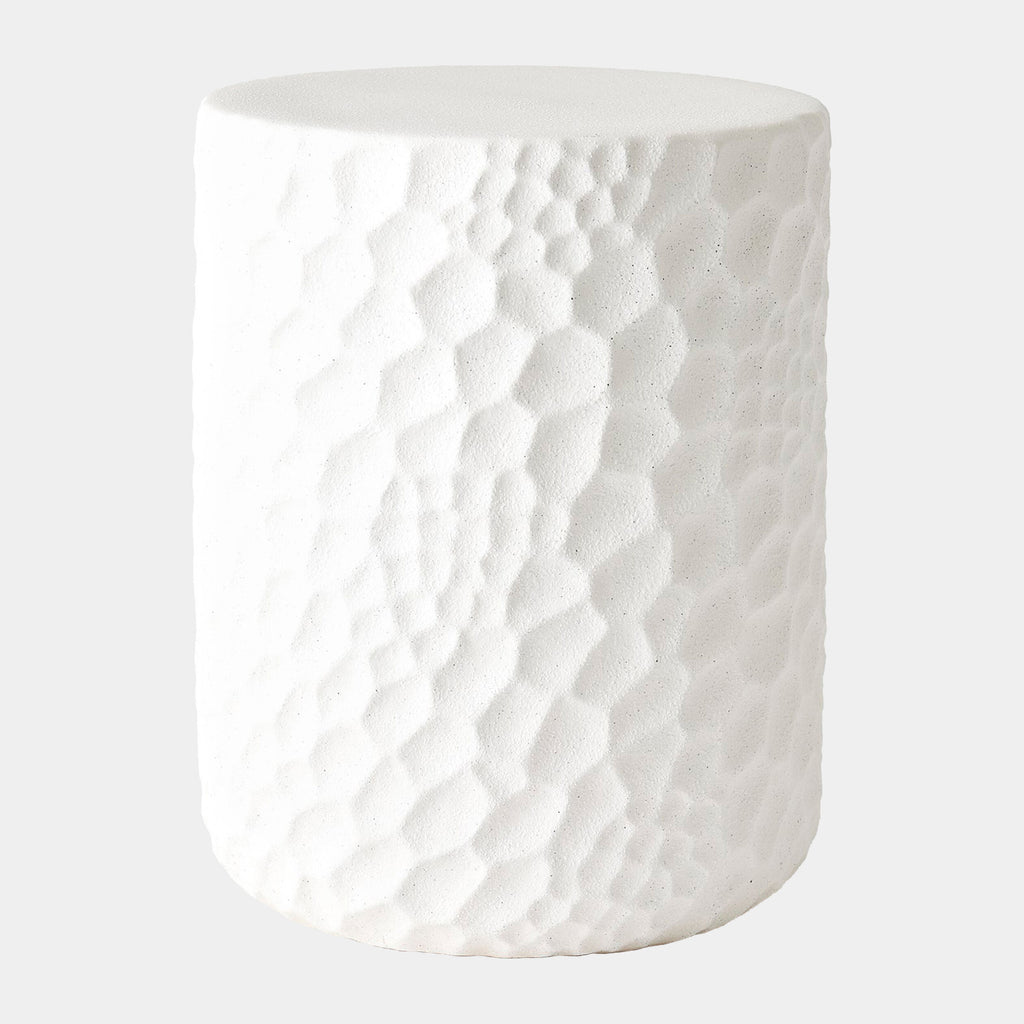 Chiseled Garden Stool - White