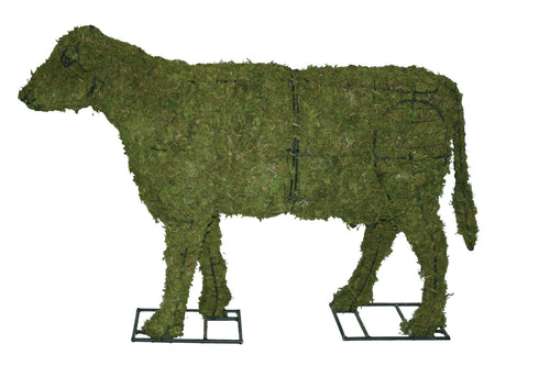 24 Inch Mossed Cow Garden Topiary Frame