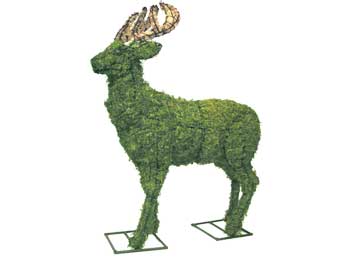 26 Inch Mossed Deer Garden Topiary Frame