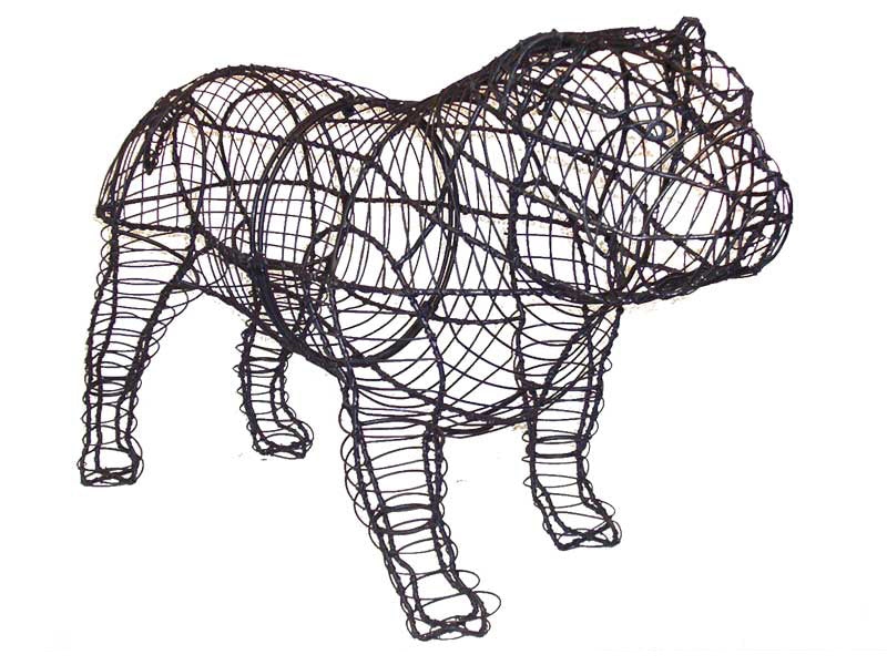 16 Inch Lit Bulldog Garden Topiary Frame