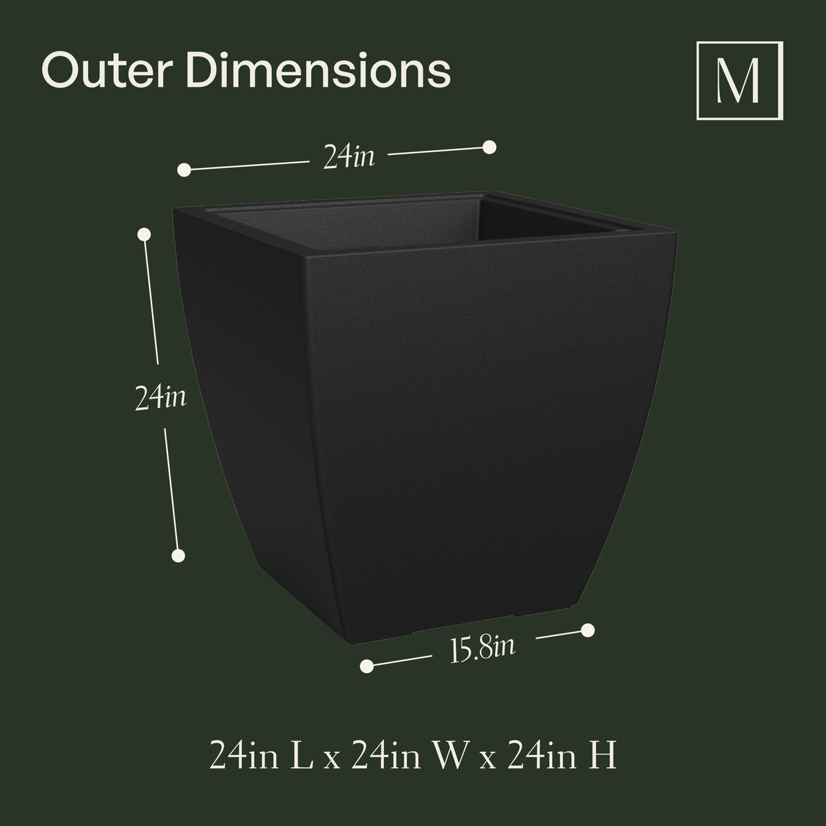 Kobi 24in Self-Watering Square Planter, view 4