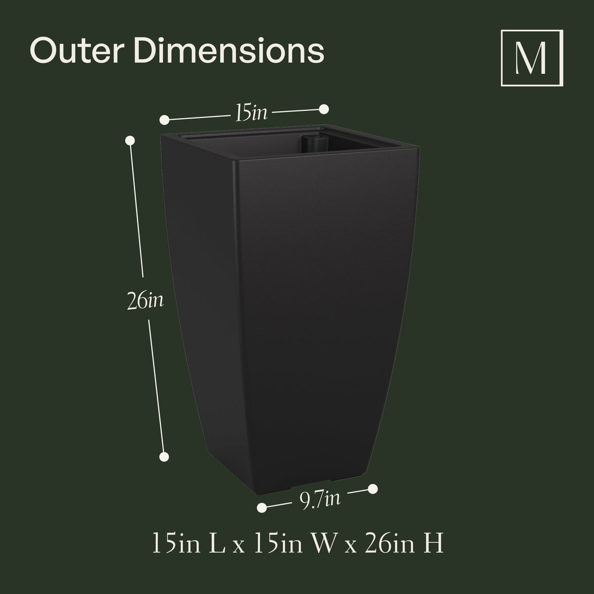 Kobi 26in Self-Watering Tall Planter, view 4