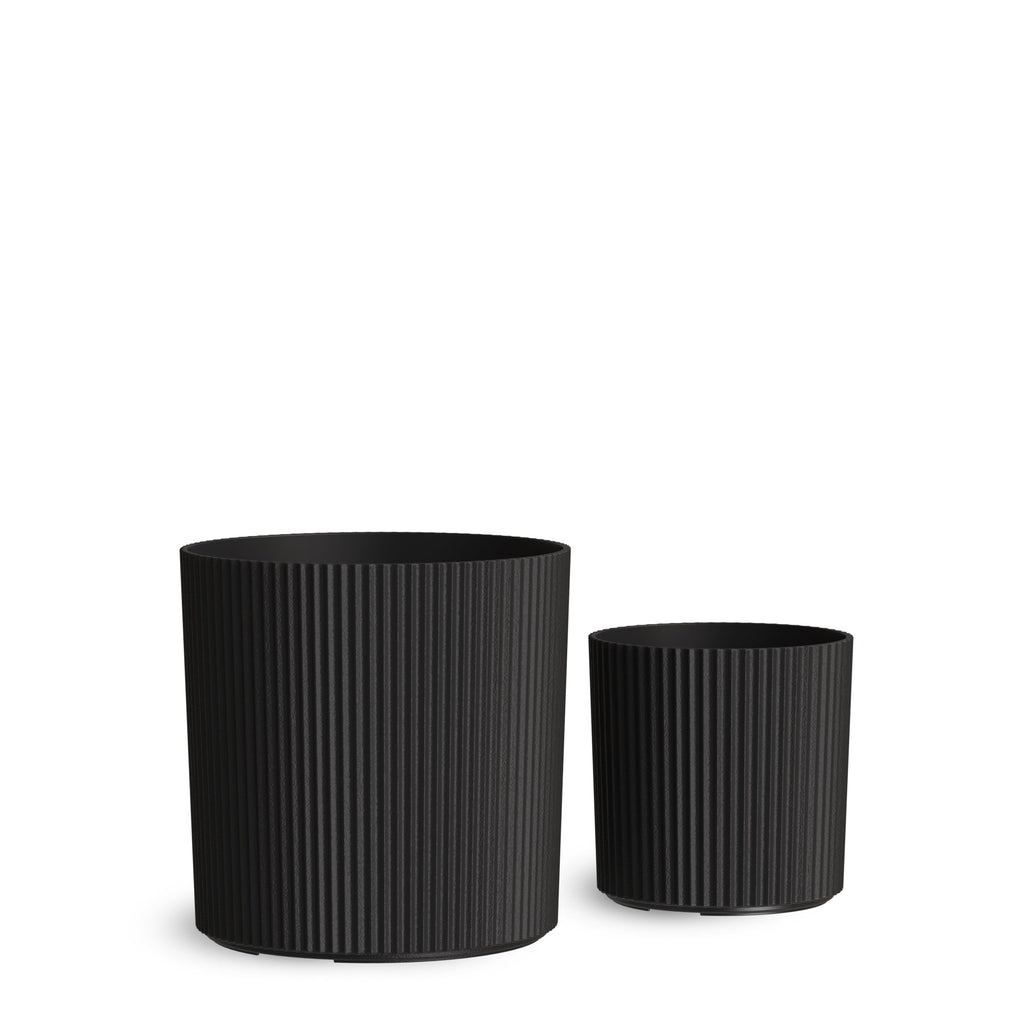 Serene Ribbed Round Planter Set (2-Pack), view 2