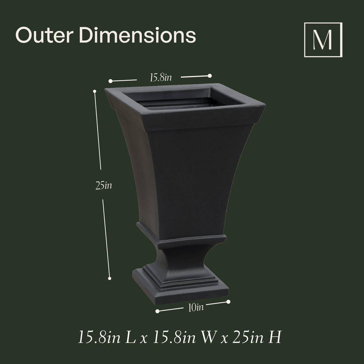 Vienna 25in Tall Urn Planter (2-Pack), view 4