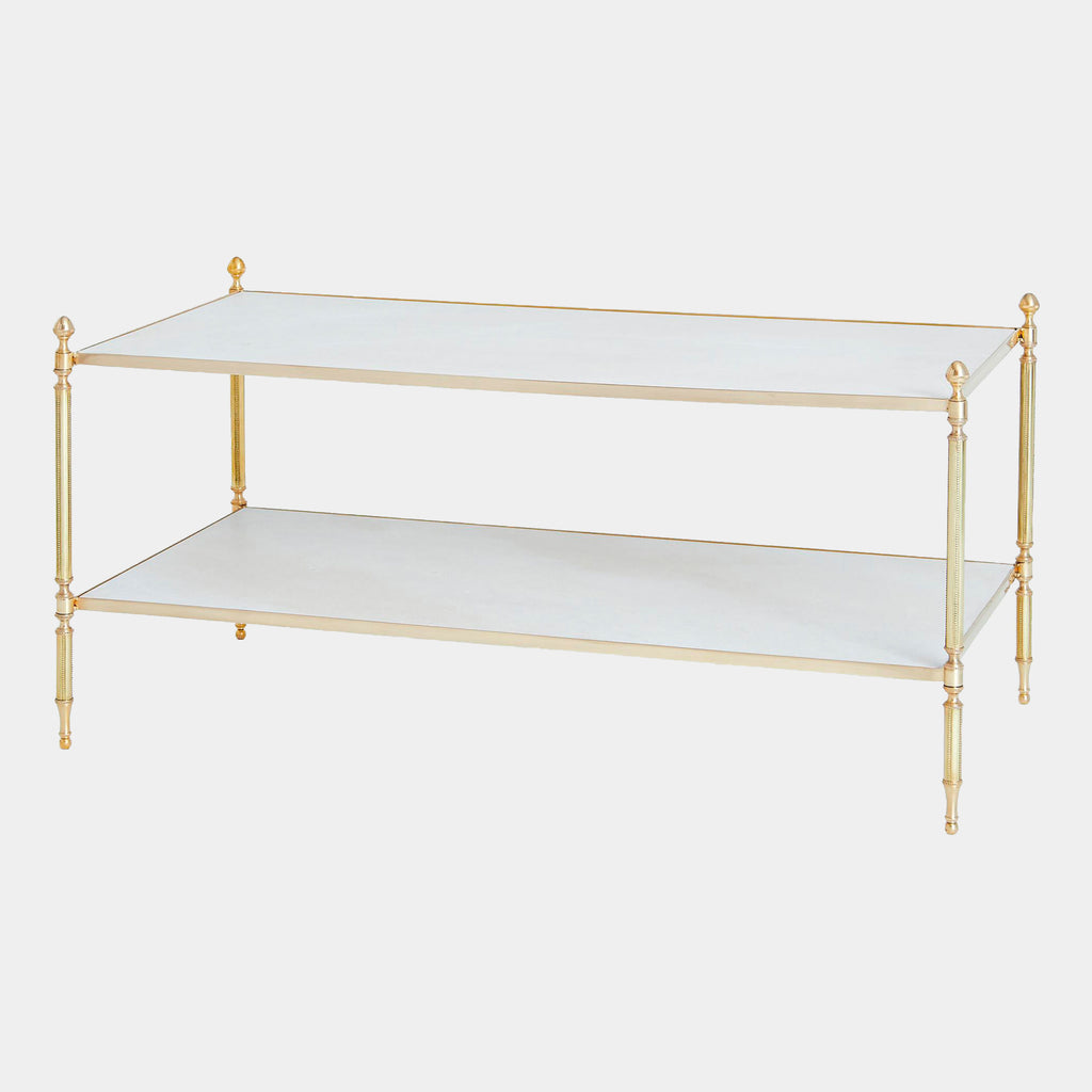 Acorn Cocktail Table - Brass & White Marble