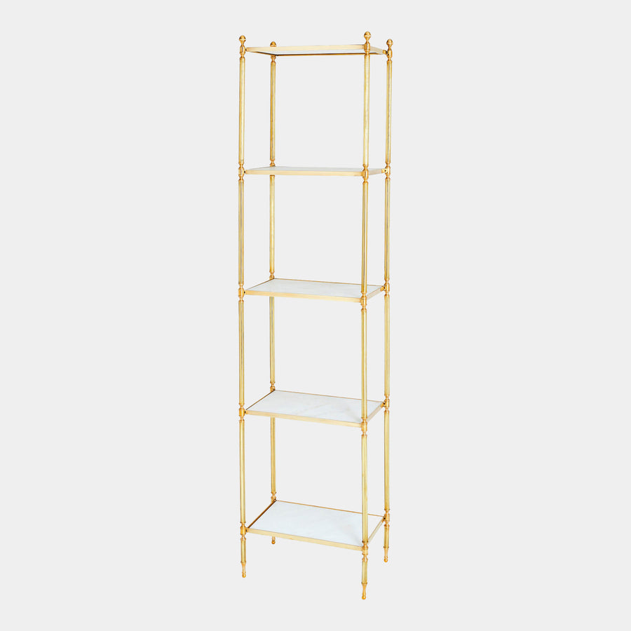 Acorn Étagère - Brass & White Marble